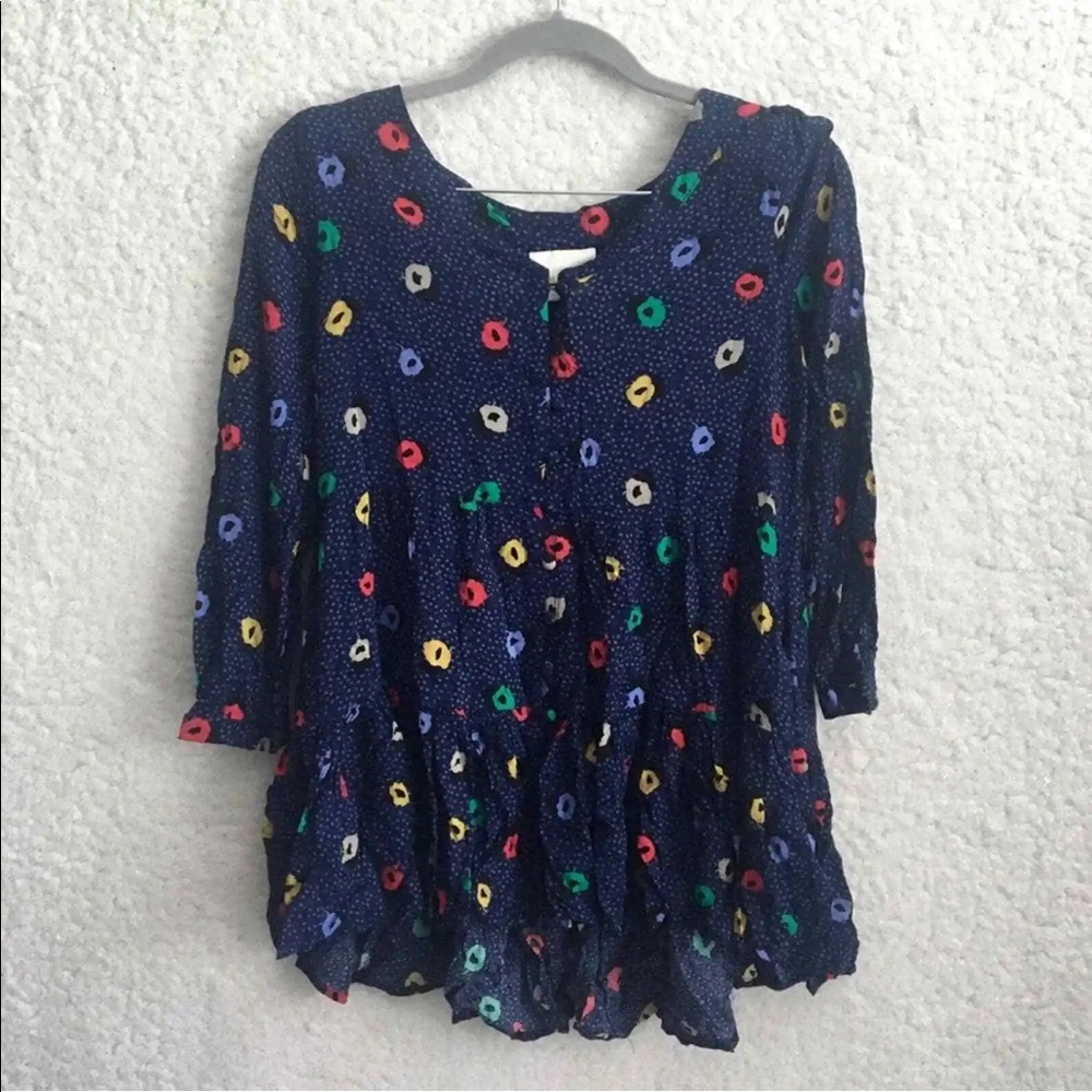 Maeve Lila Tiered Polka Dot Tunic Top, medium